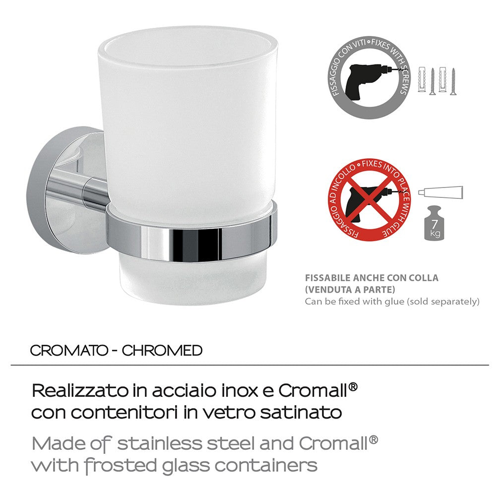 Portaspazzolini a muro GEDY linea Eros in acciaio colore Cromato