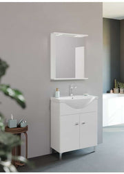 Composizione da bagno 2 ante  65 cm con lavabo in ceramica e specchio