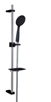 Set doccia completo di doccetta con portasapone cromato nero