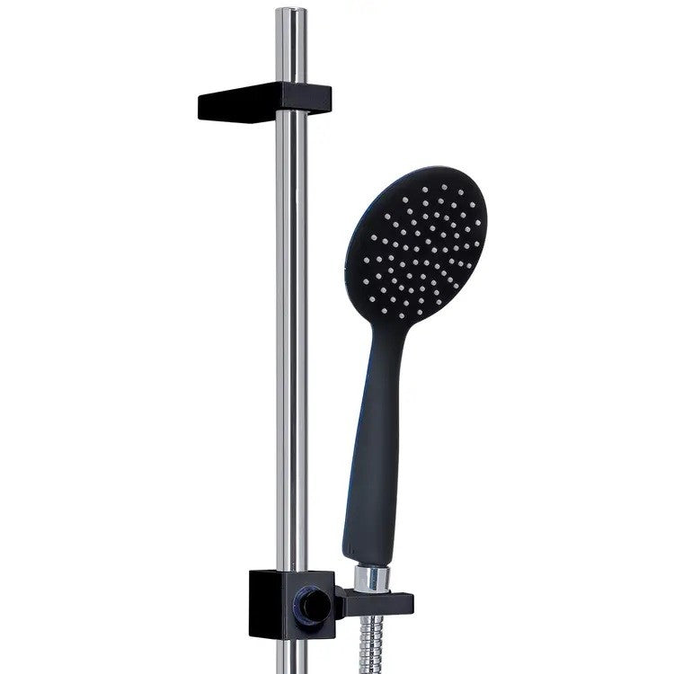 Set doccia completo di doccetta con portasapone cromato nero