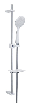 Saliscendi doccia in ottone bianco con doccino e portasapone linea Tendence