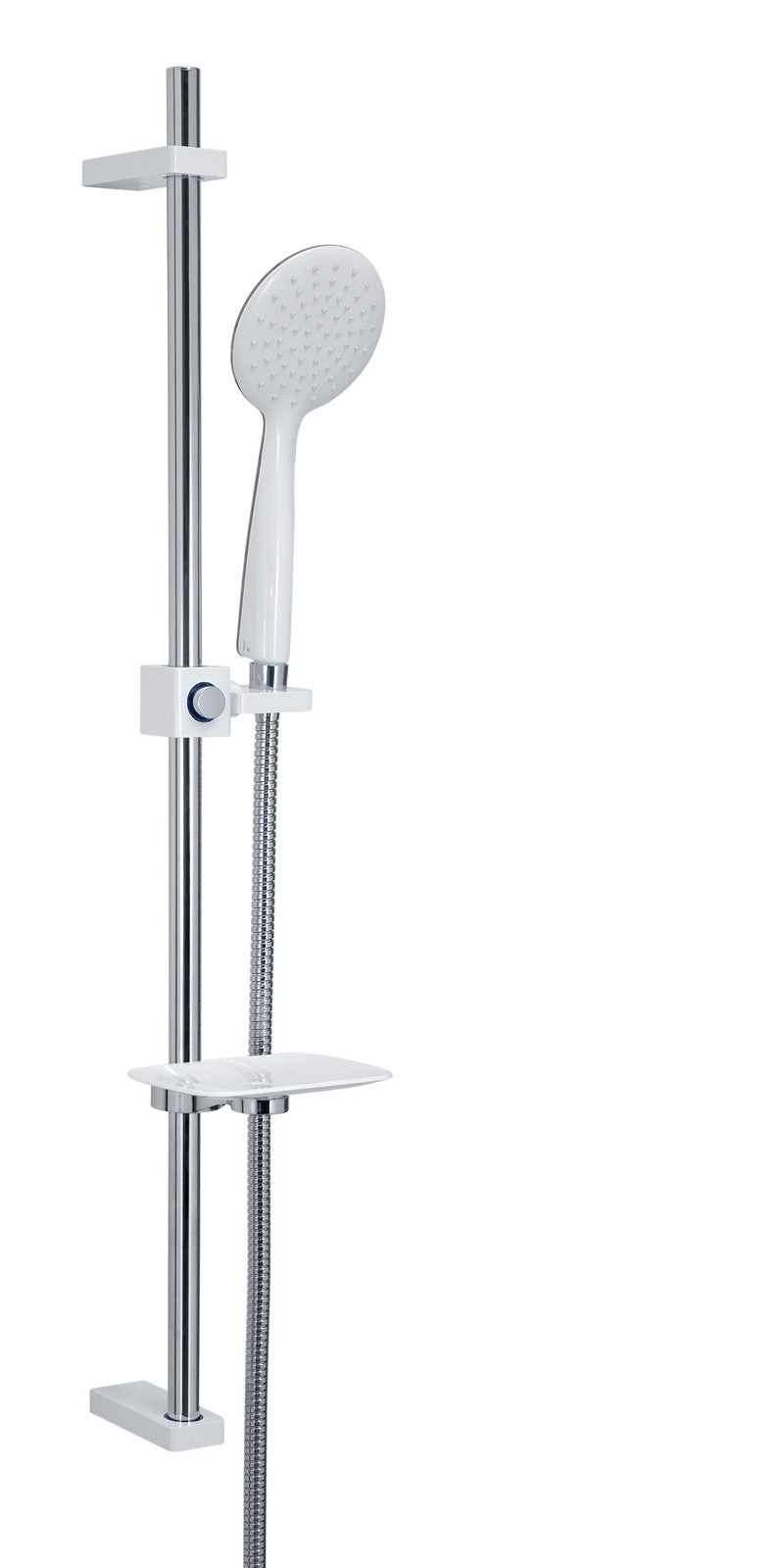 Saliscendi doccia in ottone bianco con doccino e portasapone linea Tendence