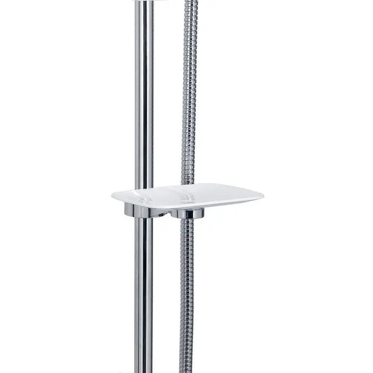 Saliscendi doccia in ottone bianco con doccino e portasapone linea Tendence