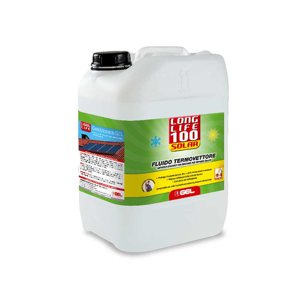 Fluido termovettore per impianti solari long life 100 SOLAR" tanica 10 lt. — GEL