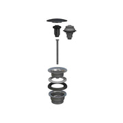 Piletta click clack per lavabo e bidet in acciaio Manitapi nero lucido Ø 65 x 1"1/4 — Bonomini