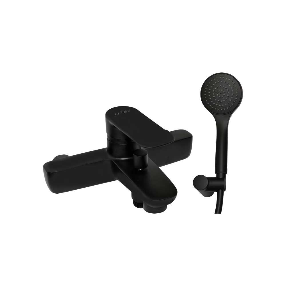 Miscelatore vasca esterno Nove nero opaco + set doccia — Paini