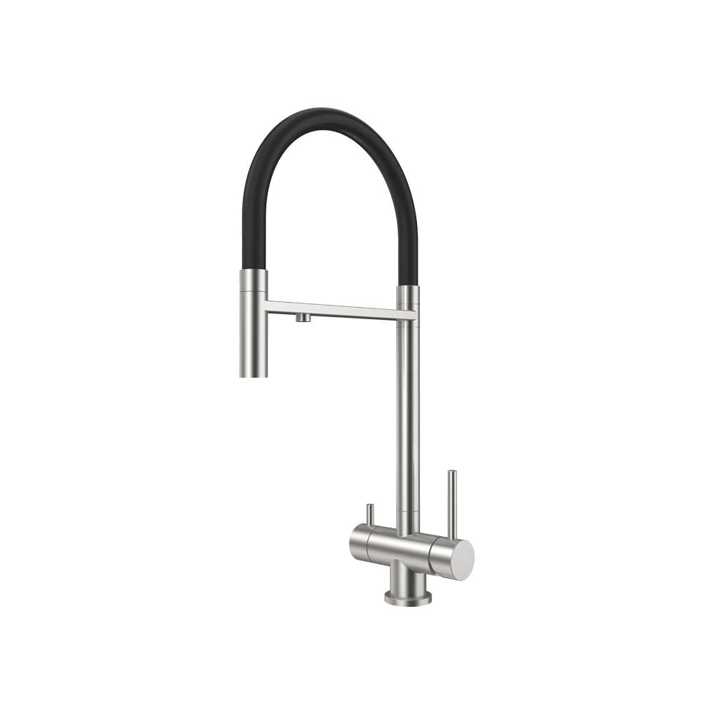 Miscelatore lavello cucina a 3 vie Atlas nichel Satinato/Nero — Aeffe Luxury