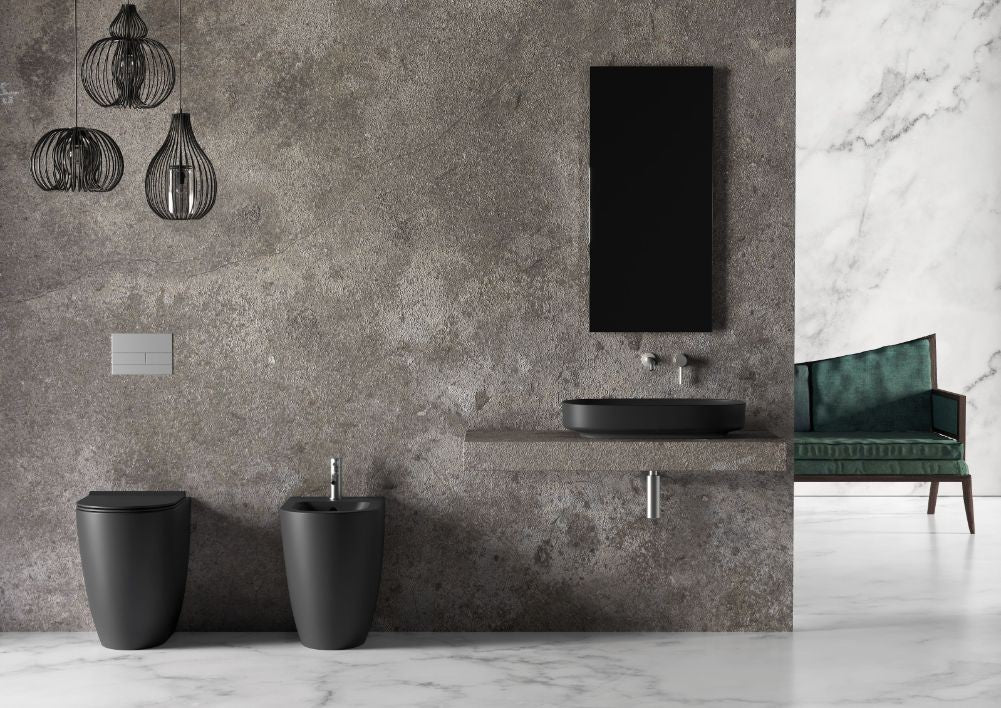 Kit Sanitari filomuro Alice Ceramica serie FORM SQUARE Nero matt