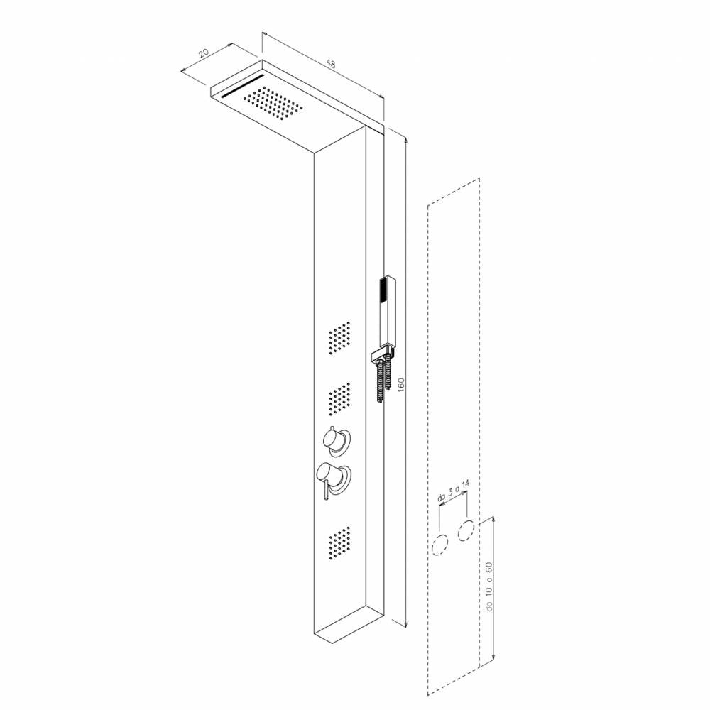 Colonna doccia multifunzione con miscelatore termostatico Manhattan Plus