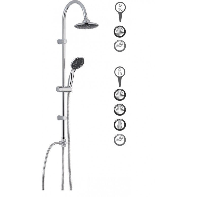Colonna doccia in acciaio inox cromato con doccetta ALPHA metaform
