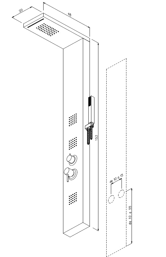 Colonna doccia multifunzione SKY in acciaio inox 4 funzioni