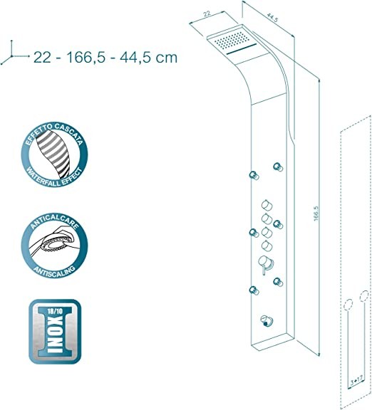 Colonna doccia idromassaggio NIAGARA in acciaio Inox metaform