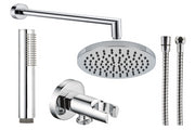 Kit doccia rotondo con soffione d 25 cm e con doccino e flessibile cromato