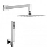Kit doccia quadrato con soffione e braccio cromato diam.20x20