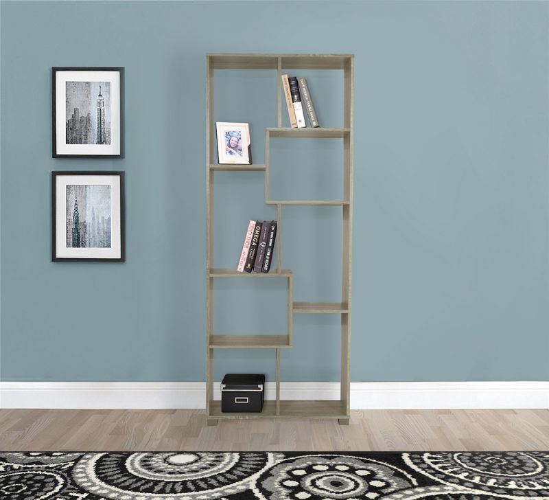 Libreria giorno 8 ripiani 70x24x h 178cm color ROVERE