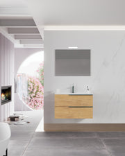 Mobile bagno sospeso Symphony 80 cm con due cassetti rovere oro