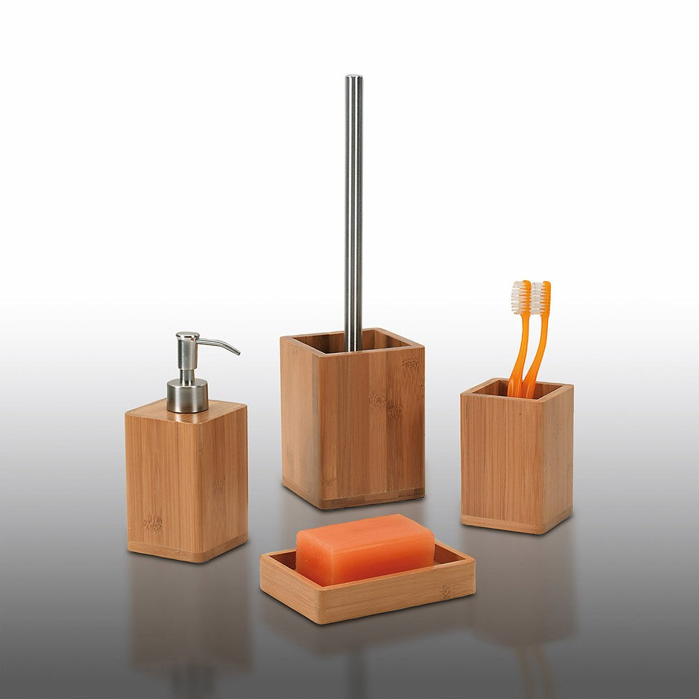Portaspazzolini d' appoggio GEDY linea Bambù in legno naturale