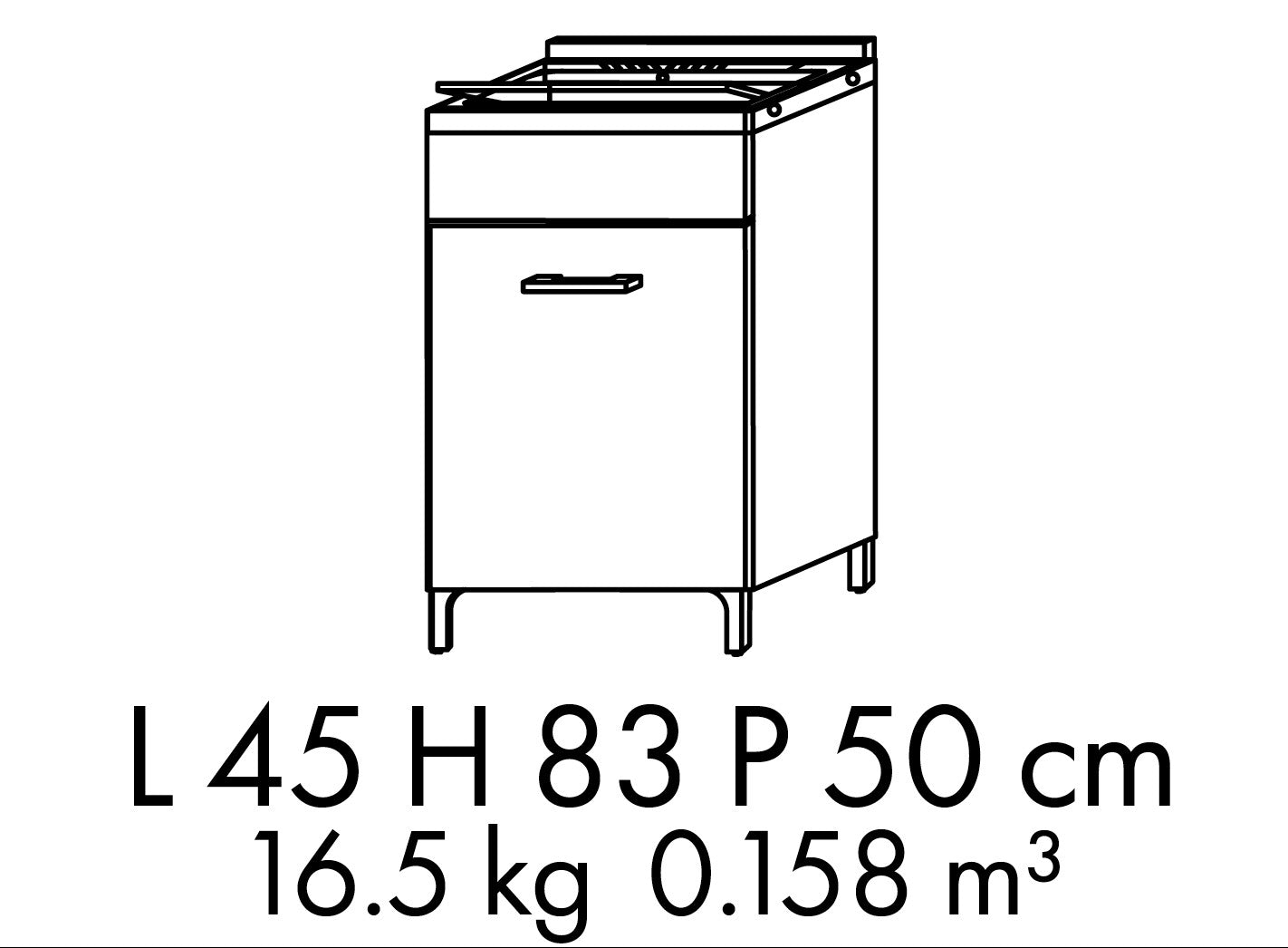 Lavatoio anta unica da cm 45x50 colore rovere bianco