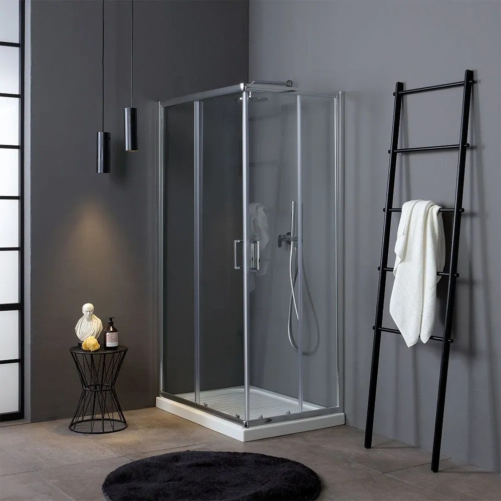 Box doccia Lunario profilo cromato trasparente 70x90cm da 4mm