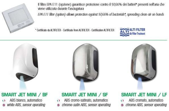 Asciugamani elettrico 900W vama SMART JET MINI NF nero opaco