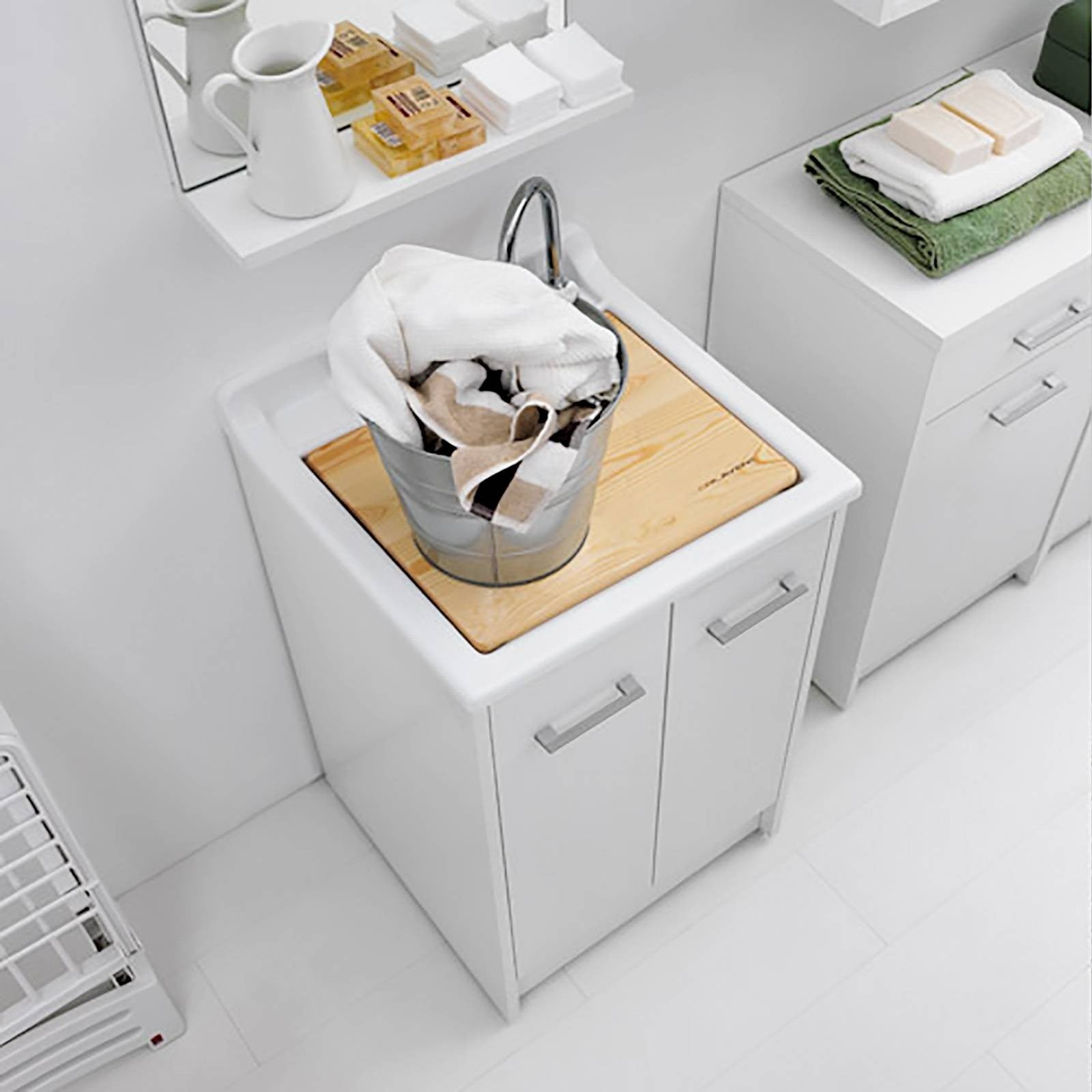 Lavatoio Lavapanni Domestica Colavene 50X50X86h cm con vasca e mobile contenitore