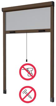 Zanzariera avvolgibile verticale 140 x 250 cm colore marrone con fissaggio ad espansione