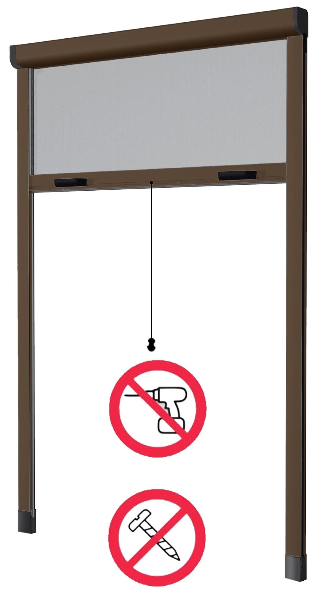 Zanzariera avvolgibile verticale 140 x 250 cm colore marrone con fissaggio ad espansione