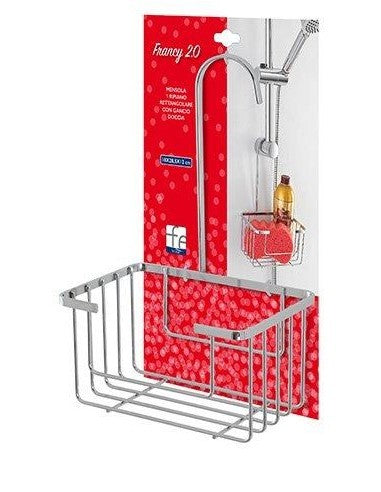 Mensola 1 ripiano rettangolare con gancio doccia 18x12x28 cm, pratica e elegante per il tuo bagno.