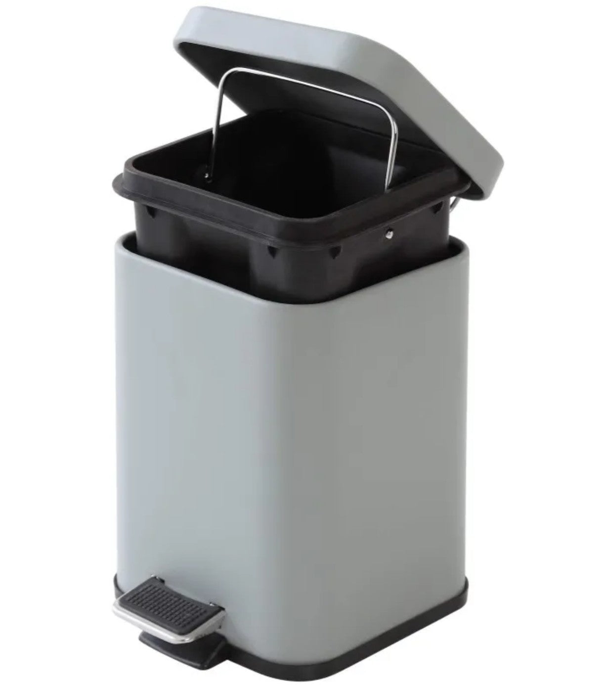 Pattumiera grigia da 3 litri con fondo removibile Feridras, elegante e pratica per la tua casa.