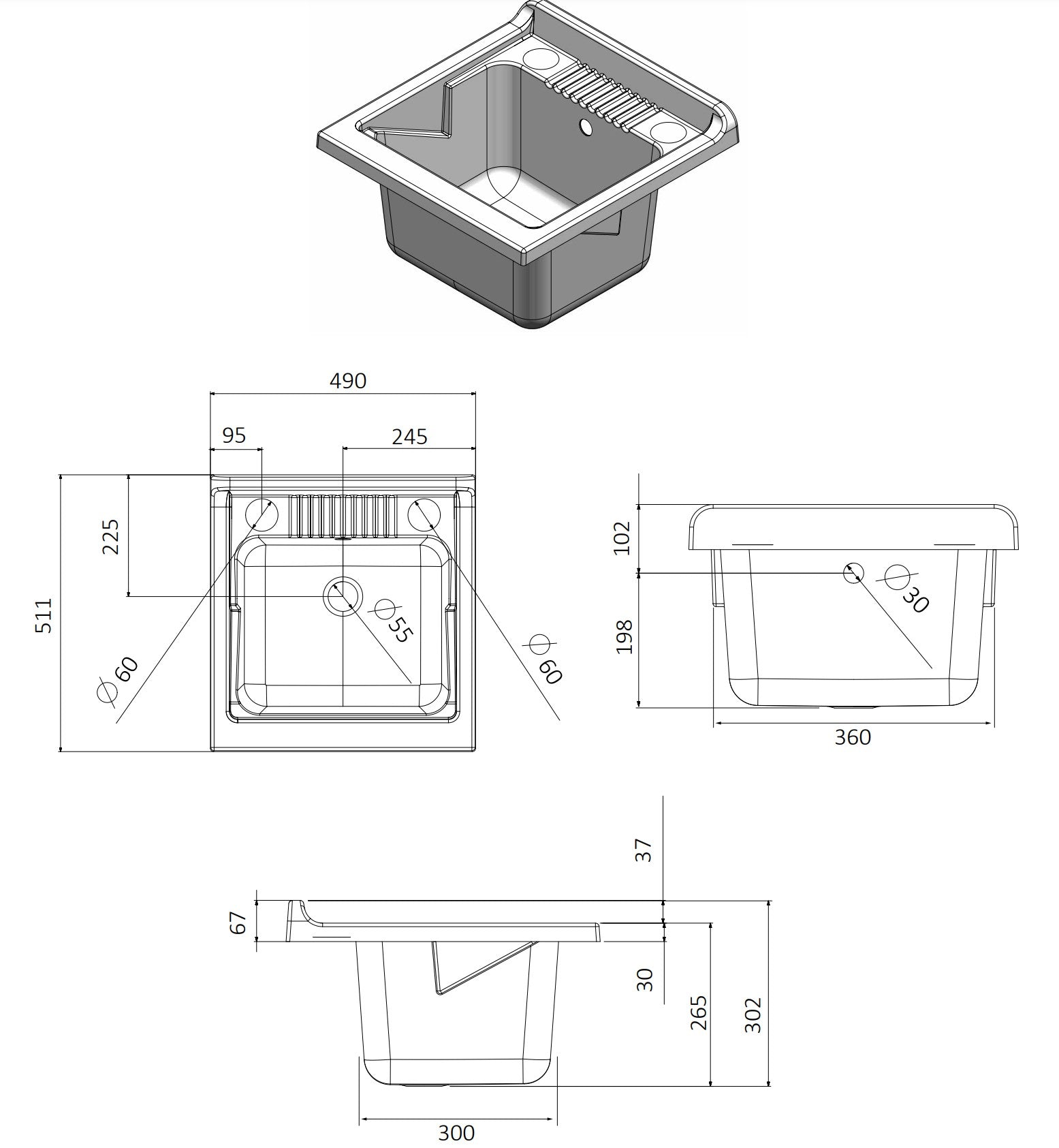 Mobile lavatoio a 1 anta in kit 50x50cm modello Garden per interni ed esterni , pratico e resistente