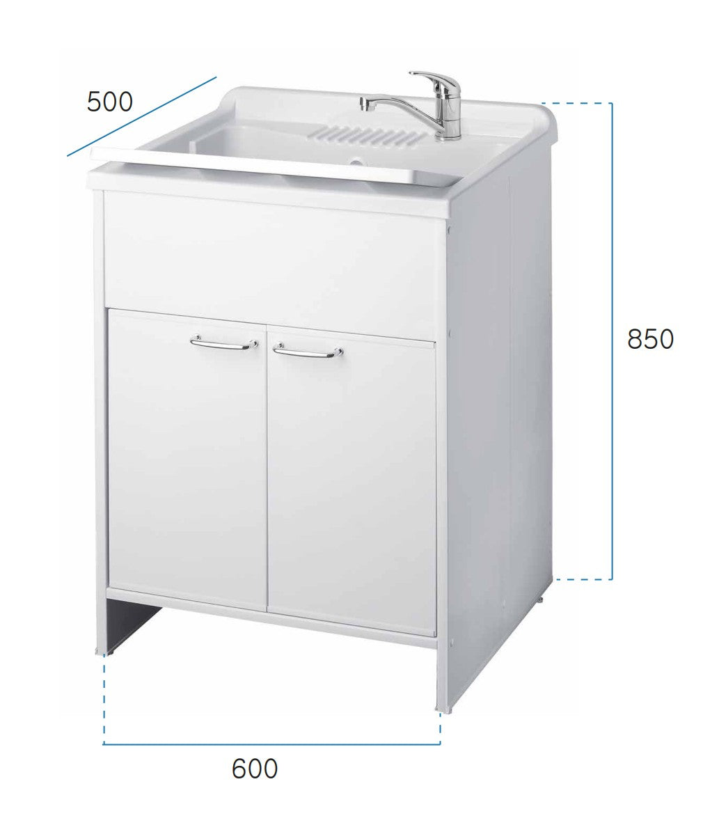 Mobile lavatoio a 2 ante in kit 60x50cm modello Garden per interni ed esterni , pratico e resistente