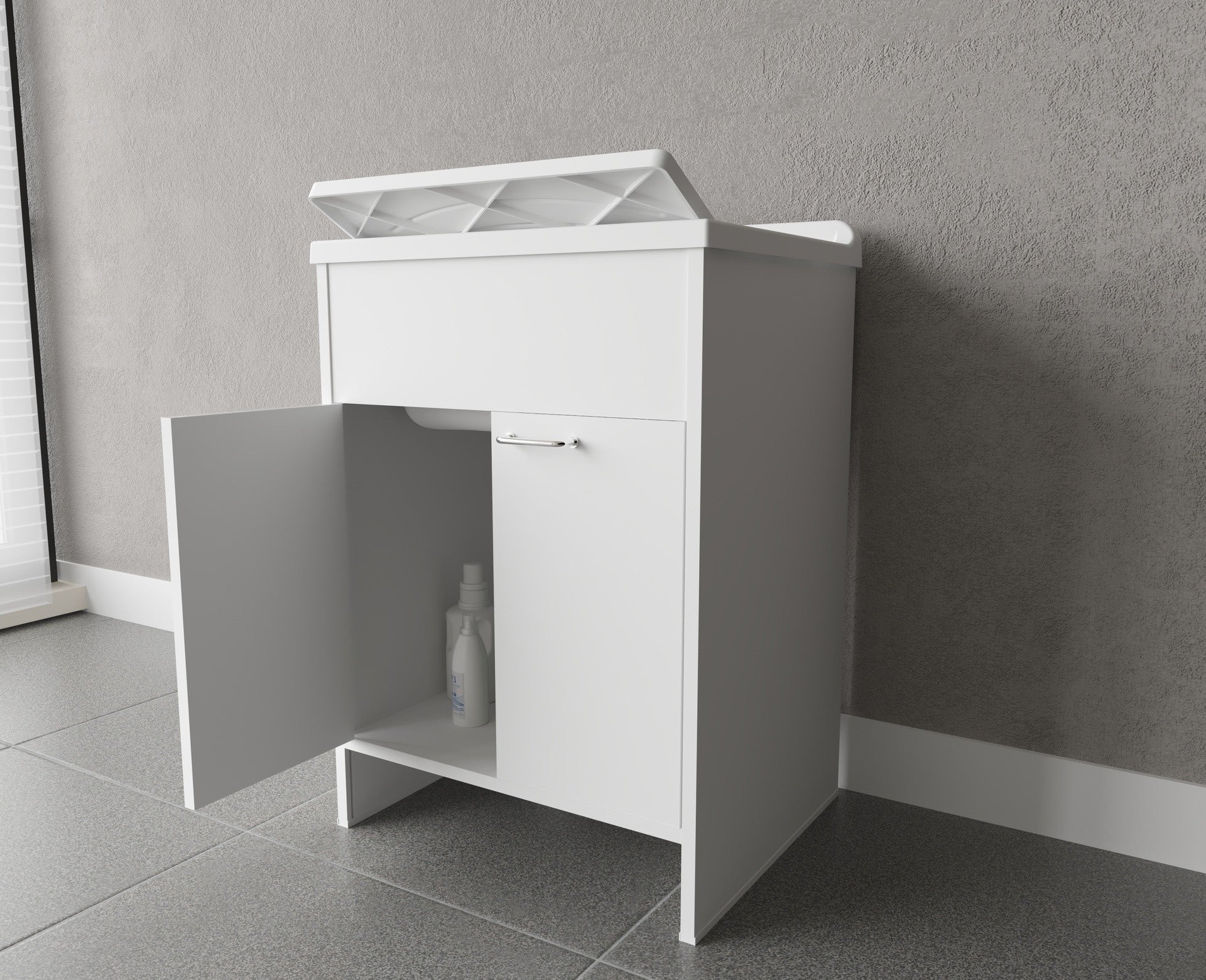 Mobile lavatoio a 2 ante in kit 60x50cm modello Garden per interni ed esterni , pratico e resistente