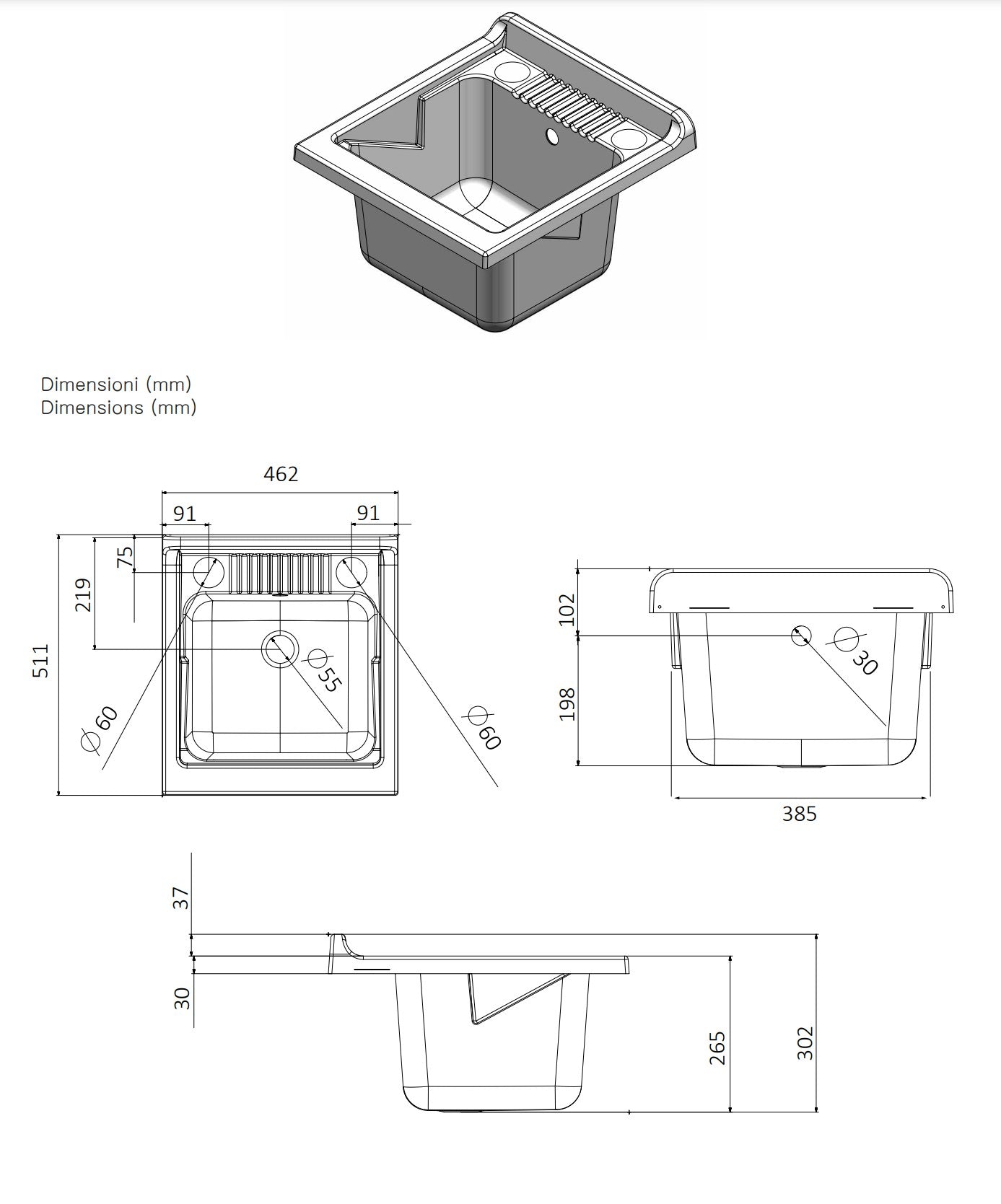 Mobile lavatoio a 1 anta in kit 45x50cm modello Esterni Roc , sportelli a serrandina, non occupa spazi superflui. 