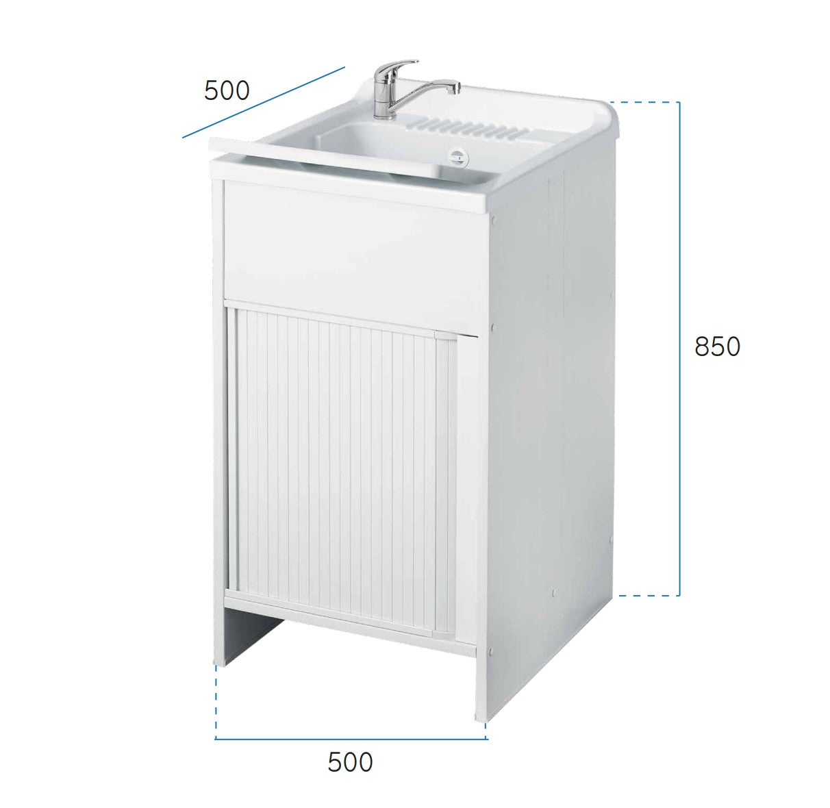 Mobile lavatoio a 1 anta in kit 50x50cm modello Esterni Roc , sportelli a serrandina, non occupa spazi superflui. 
