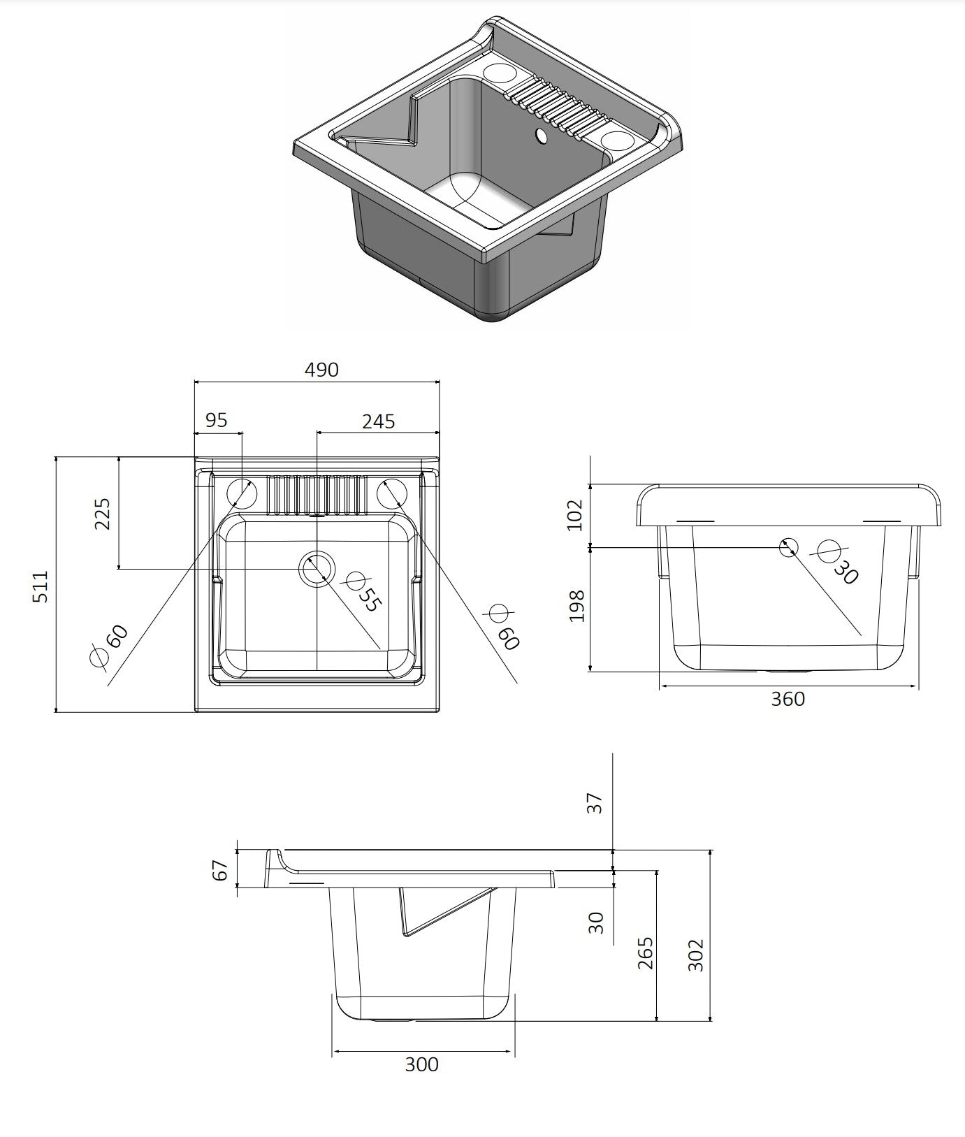 Mobile lavatoio a 1 anta in kit 50x50cm modello Esterni Roc , sportelli a serrandina, non occupa spazi superflui. 