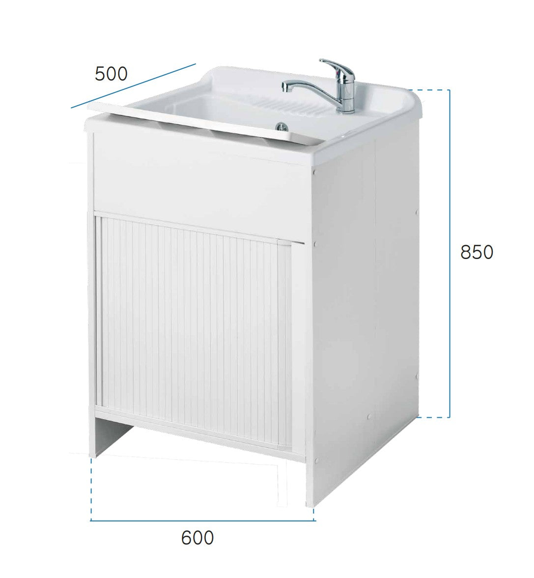 Mobile lavatoio a 1 anta in kit 60x50cm modello Esterni Roc , sportelli a serrandina, non occupa spazi superflui. 