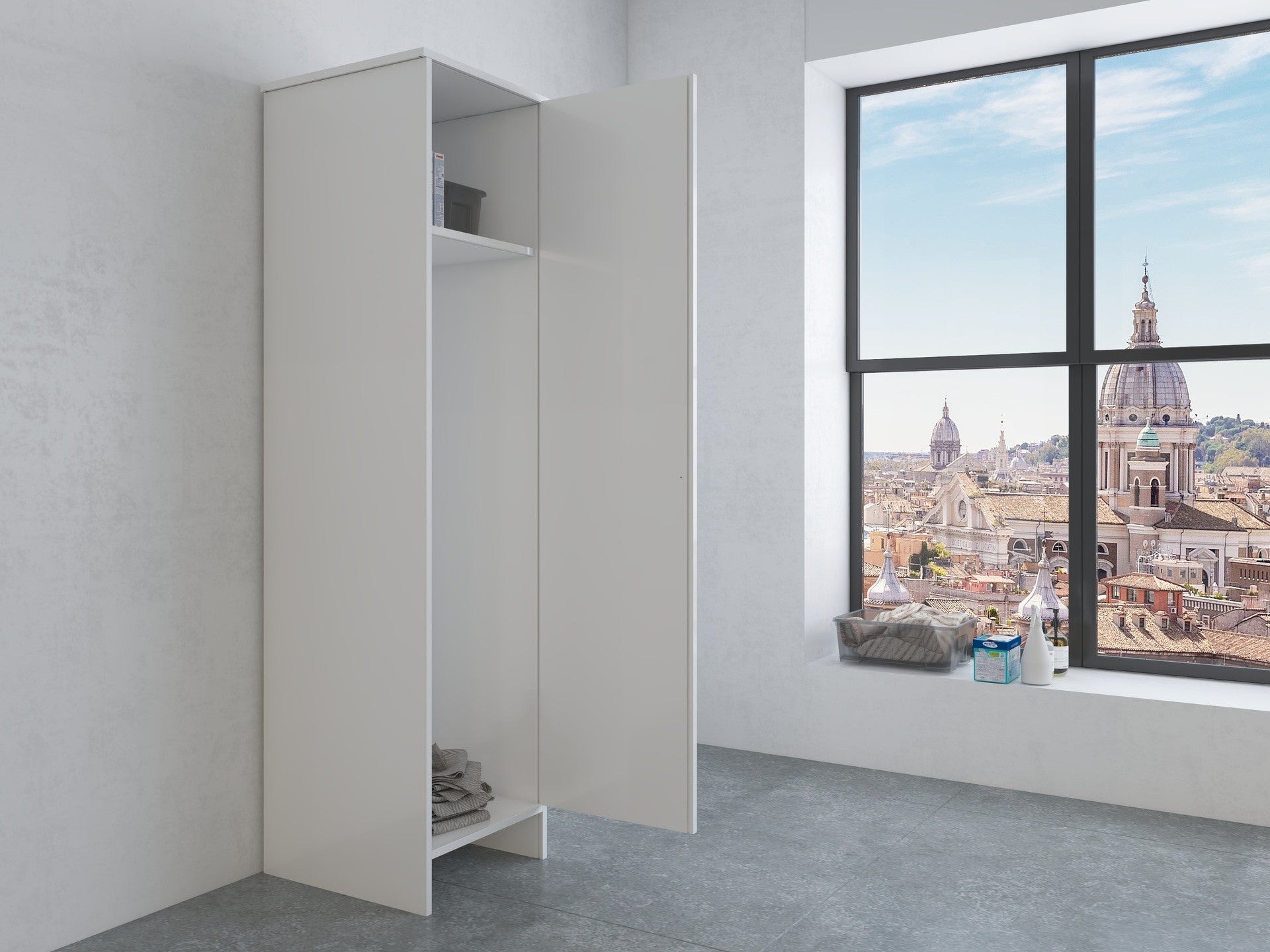 Colonna per Composizione Lavanderia in PVC, Kit Completo 45x50 cm, Modello Garden, Ideale per Spazi Funzionali