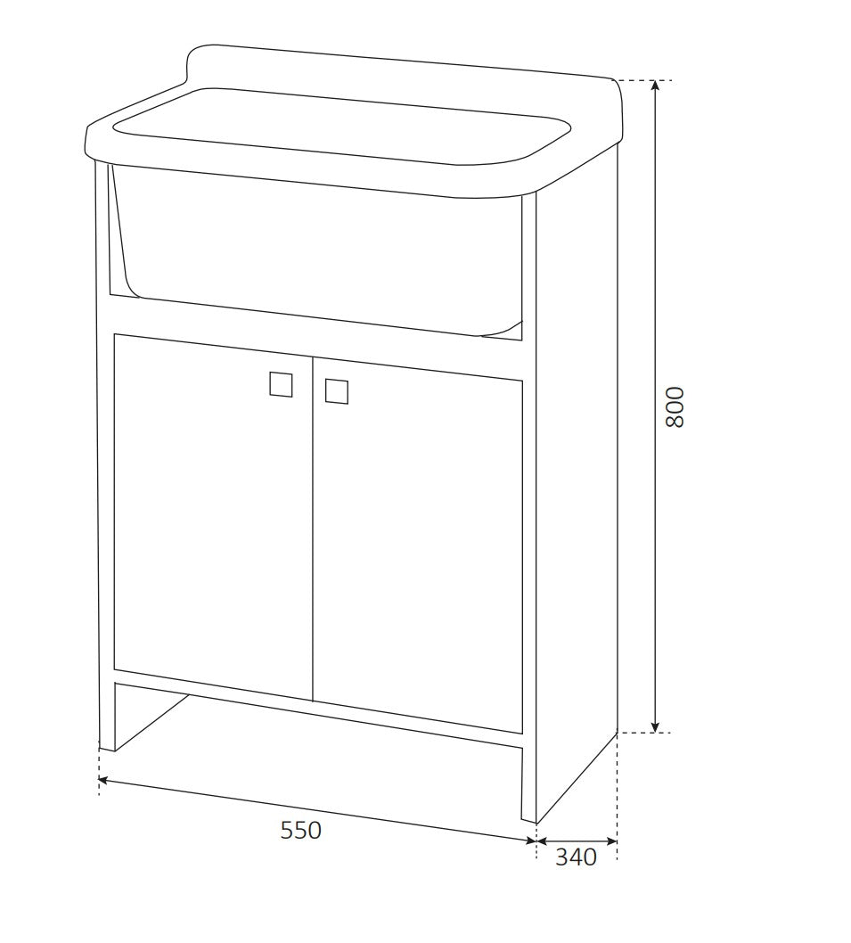 Mobile lavatoio compatto a 2 ante in kit 55x34cm modello Pancrazio ideale per giardini e spazi esterni