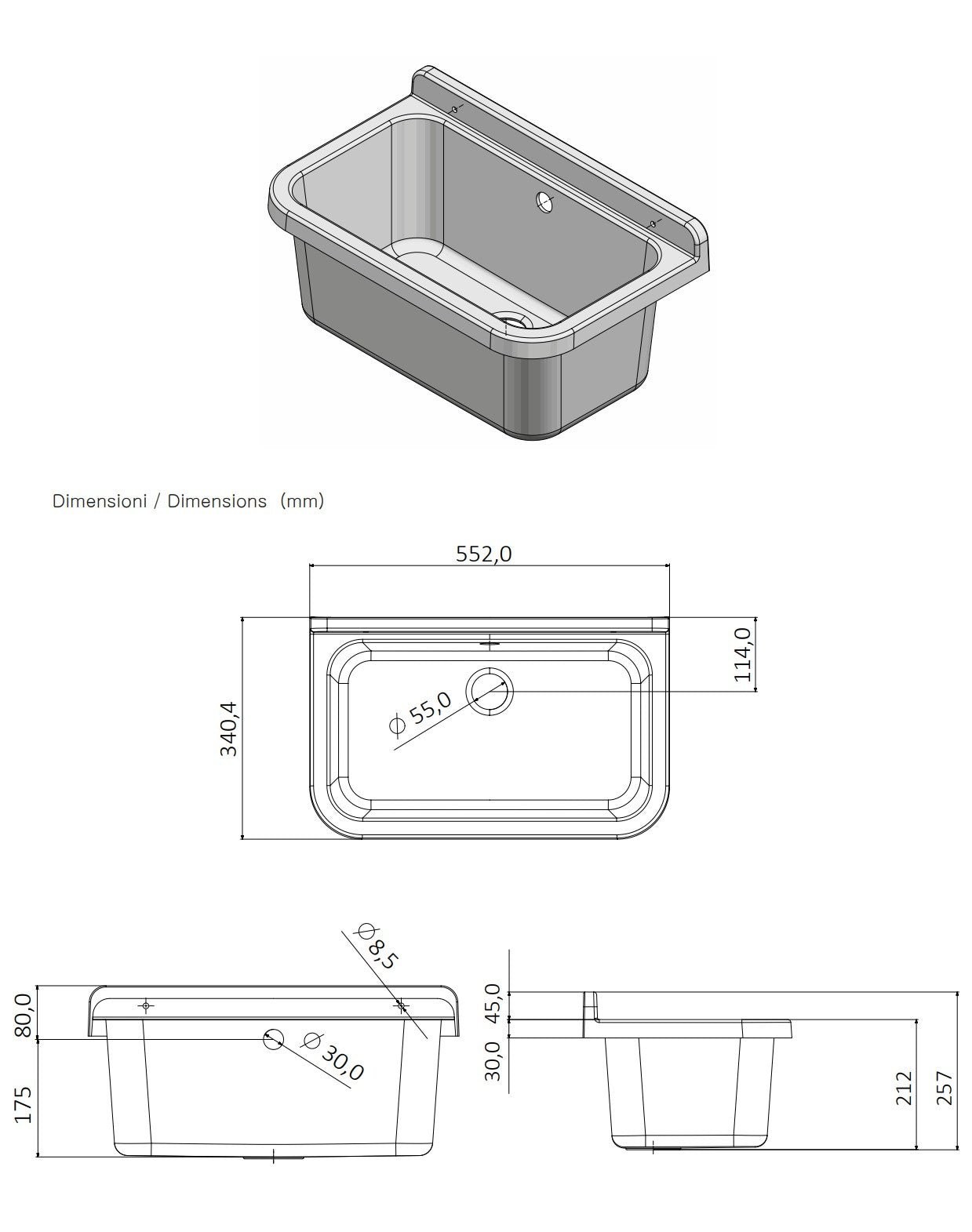 Mobile lavatoio compatto a 2 ante in kit 55x34cm modello Pancrazio ideale per giardini e spazi esterni