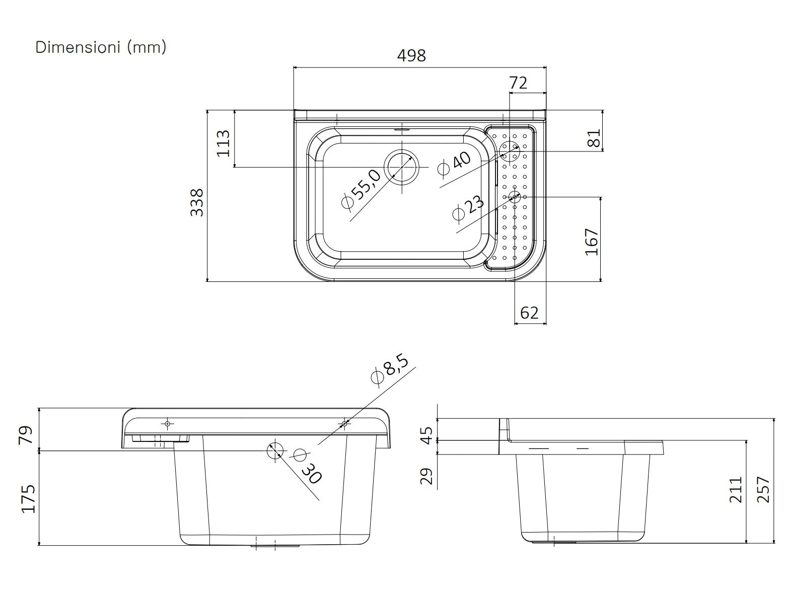 Pilozzo Bianco 50x34x21 cm - Lavabo Compatto e Resistente , Perfetto per Giardini e Spazi Esterni