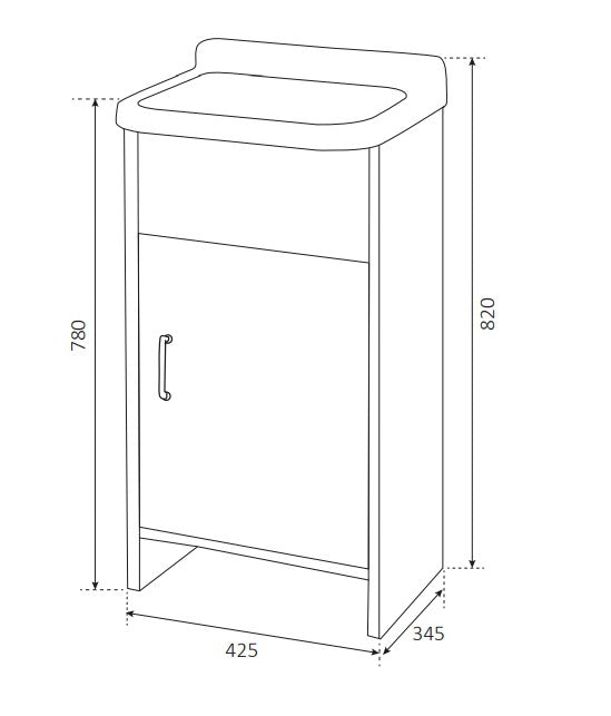 Mobile lavatoio compatto a 2 ante in kit  completo di pilozzo , modello Pancrazio 