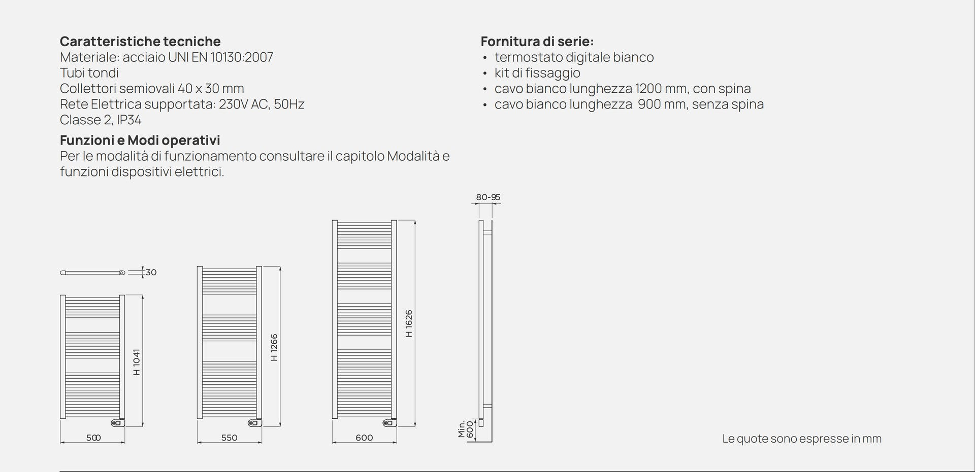 Termoarredo Elettrico De’Longhi Fantasia 1041x500 500W, Termostato Digitale Design Moderno con Tubi Tondi