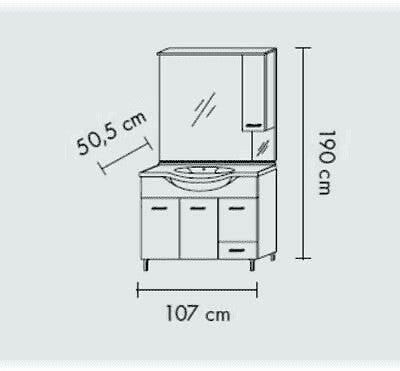 Composizione da bagno 3 ante da 105cm con lavabo e specchiera con pensile e luci a led