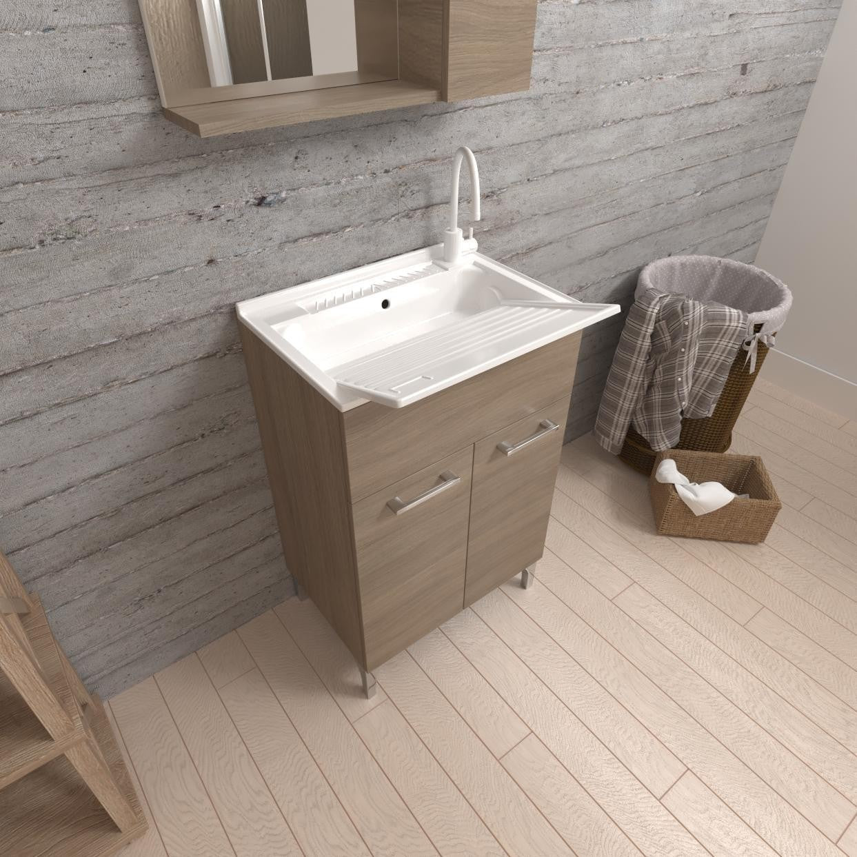 Lavatoio 2 ante da cm 50x50 colore rovere fumo