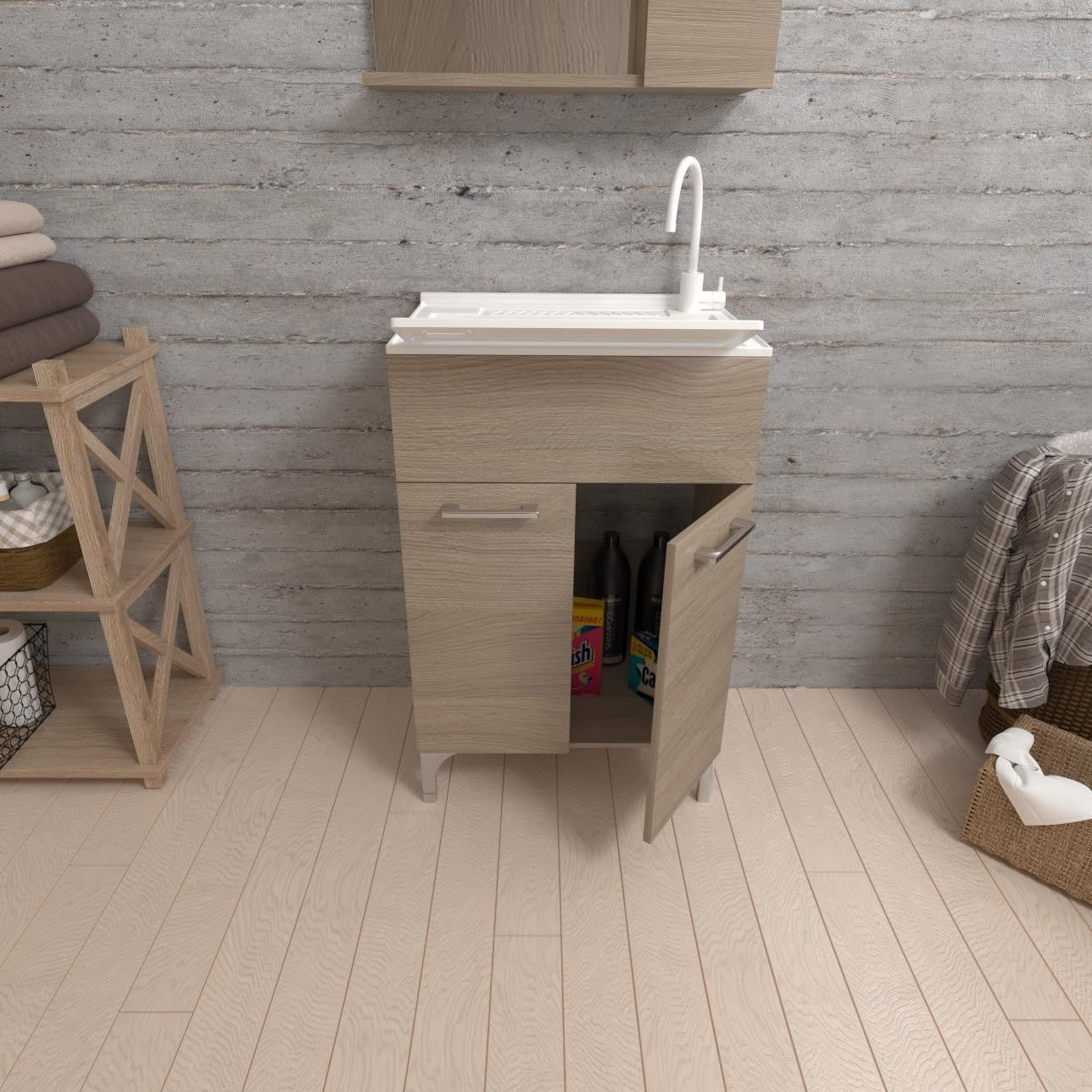 Lavatoio 2 ante da cm 50x50 colore rovere fumo