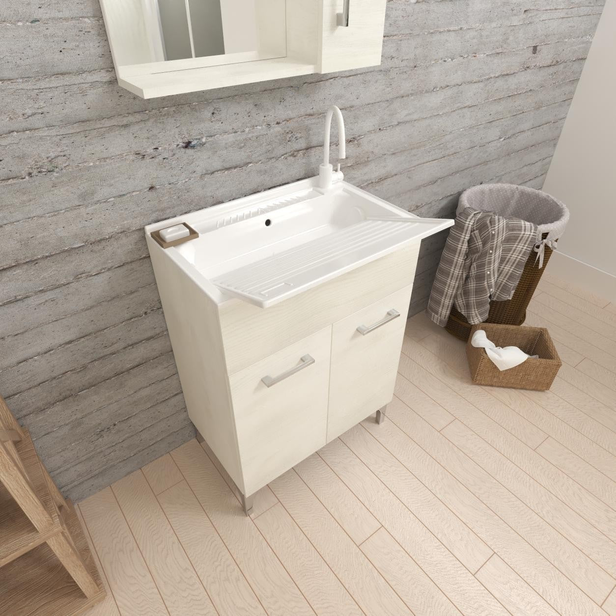 Lavatoio 2 ante da cm 60x50 colore rovere bianco