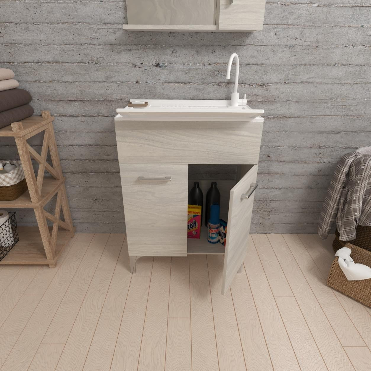 Lavatoio 2 ante da cm 60x50 colore rovere grigio