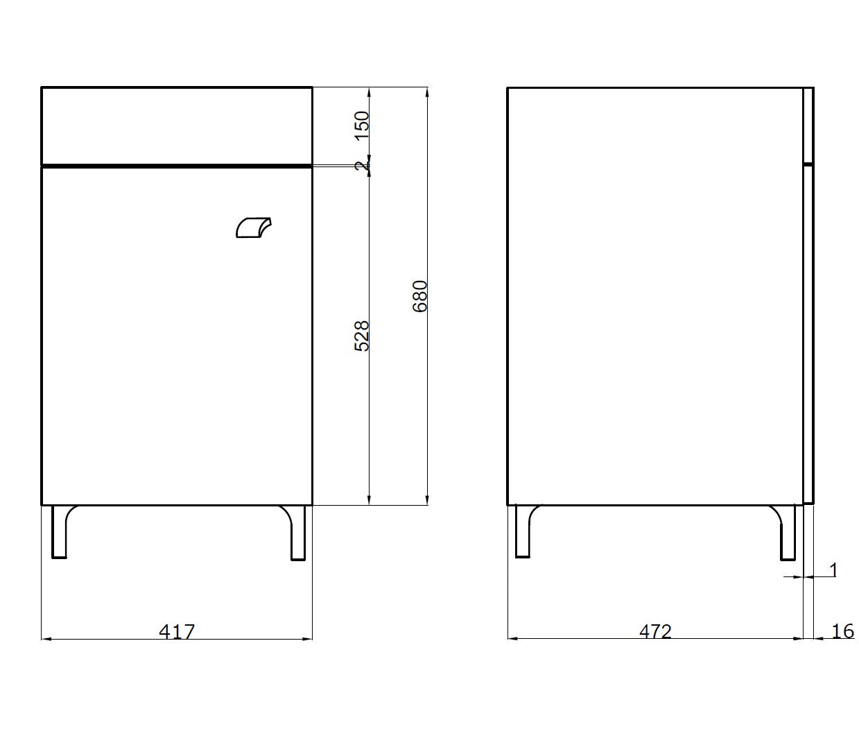 Lavatoio 2 ante  da cm 50x50 colore Bianco