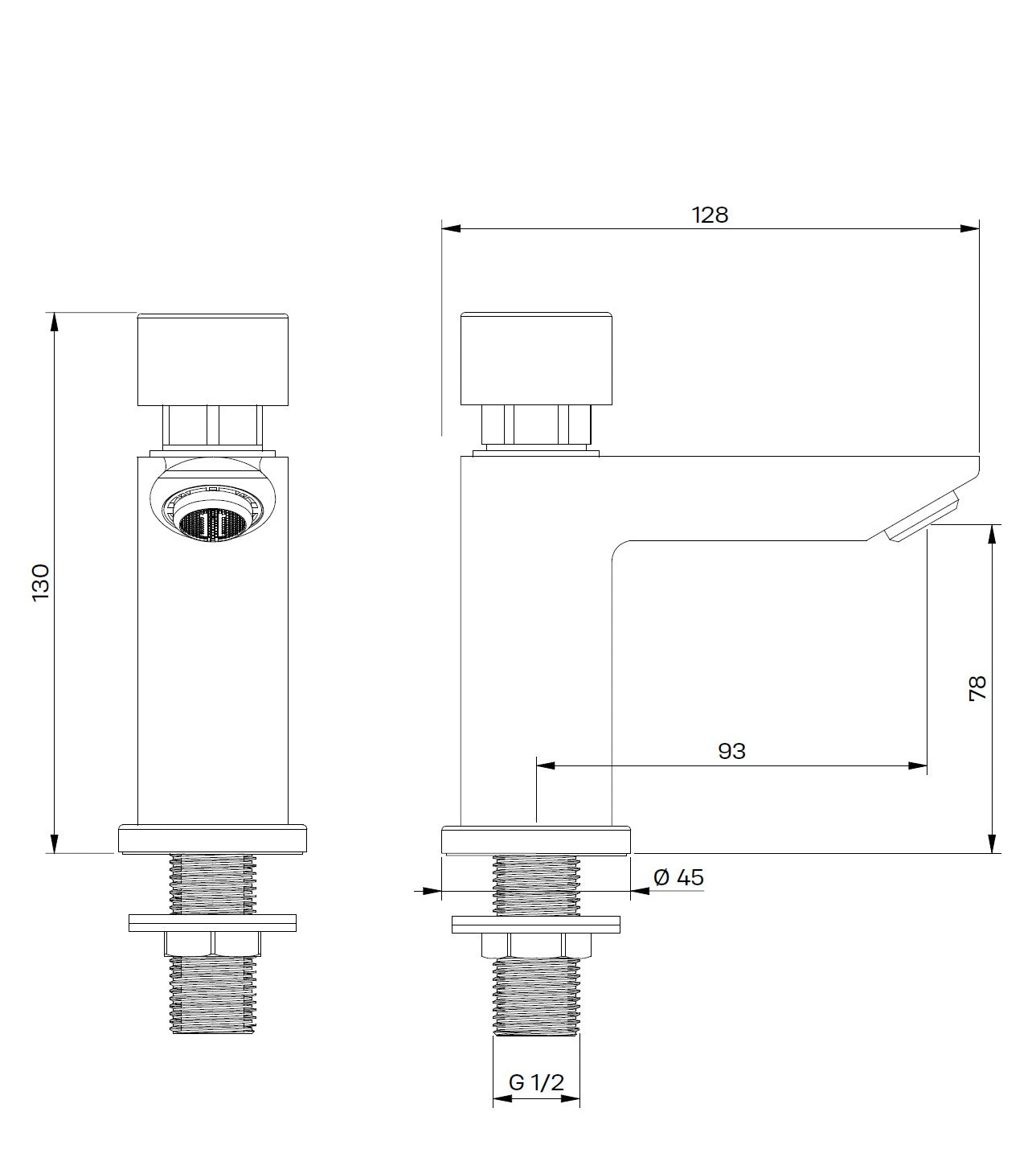Miscelatore lavabo temporizzato Temporeo con cartuccia a pressione e flusso 12 secondi