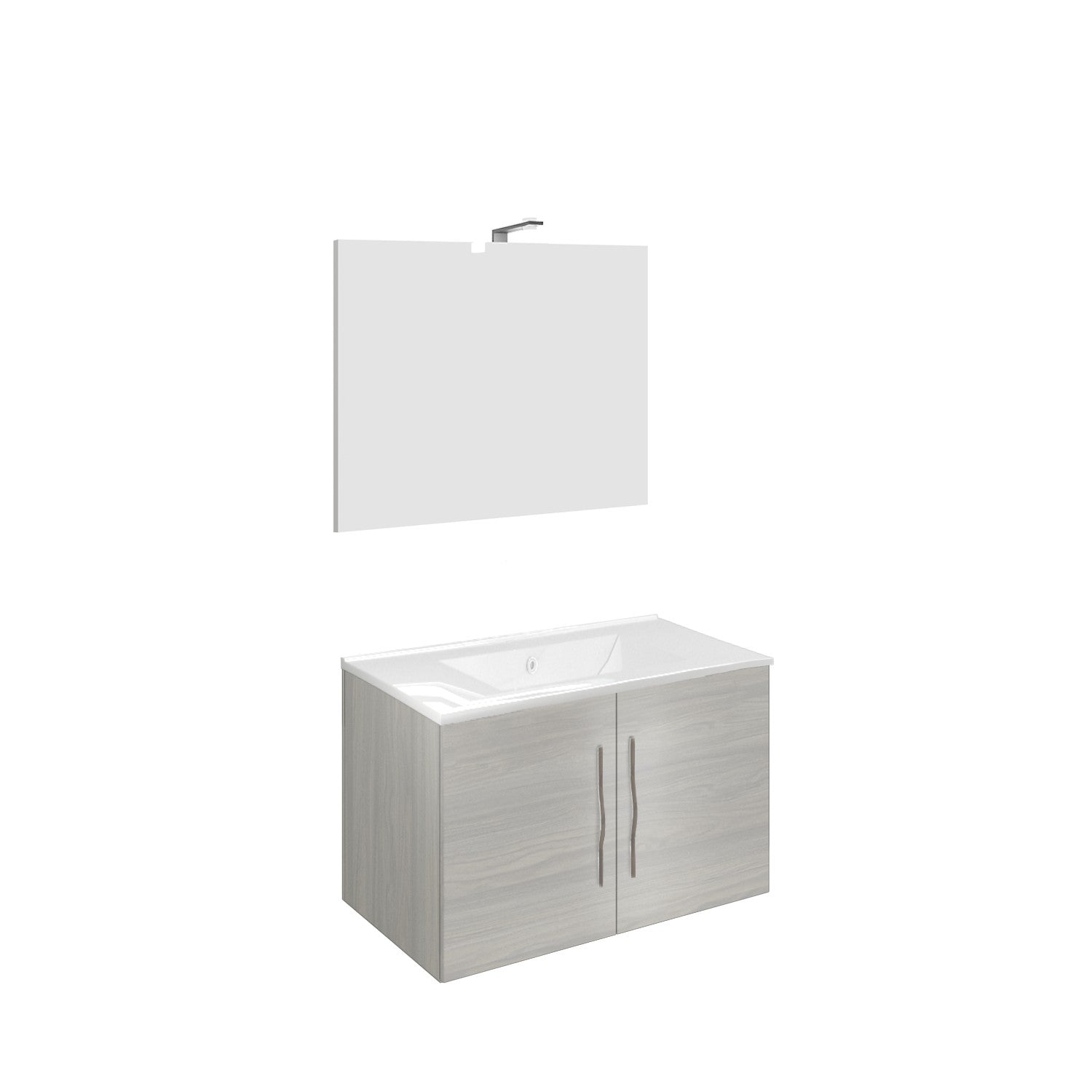 Composizione bagno 81cm , lavabo in ceramica , mobile e specchio con lampada modello Corallo 4455